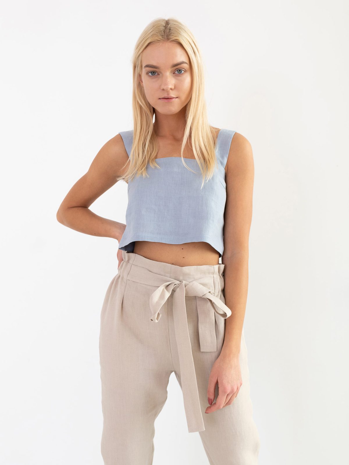 DAHLIA Wide Strap Linen Top